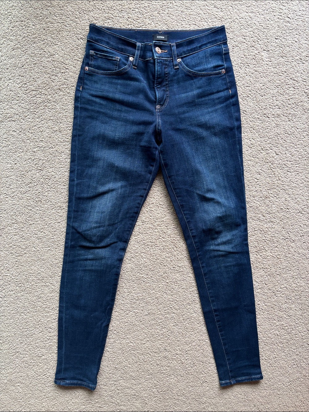 Express Mid Rise Dark Blue Women's Skinny Jeans Size 4R 27x26.5